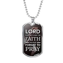 Express Your Love Gifts Lord Guide Me Catholic Necklace Engraved 18k Gold Dog Ta - £54.60 GBP