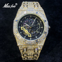 18K Gold Full Diamond Automatic Mechanical Luxury  Tourbillon Skeleton Watch - £959.04 GBP