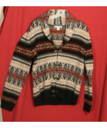 TELLURIDE CLOTHING CO Wool Nordic Fair Isle Cardigan Sweater L Shawl Col... - £27.69 GBP