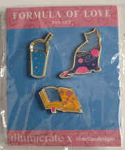 Illumicrate Formula of Love 3 Pin Set Ali Hazelwood Book Cat Cup NEW - £22.56 GBP