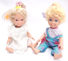 Vintage Dolly Surprise Lot of 2 Dolls Hair Grows Playskool 1987 Curly & Straight - $14.10