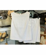 Piazza Sempione Algodón Marfil Ojete sin Mangas Top Y Falda Set Talla 44... - $400.86