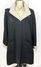 Womens Black Full Length Coat Gallery Removable Hood Size Medium S M Trench - £23.70 GBP