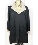Womens Black Full Length Coat Gallery Removable Hood Size Medium S M Trench - £23.34 GBP