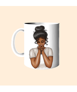 Designer 11oz Mug_Praying Girl Dark Skin Beige - $18.00