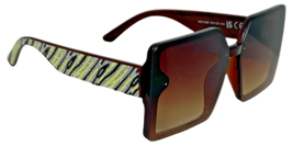 Oversized Square Bling Designer Sunglasses for Women UV Protection Brown Lenses image 4