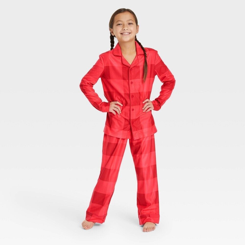 NEW Kids' Buffalo Check Plaid Flannel Matching Family Pajama Set 4 ...
