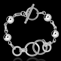 Hot new silver color Bracelets women Wild Creative circle beads chain fashion la - £10.39 GBP