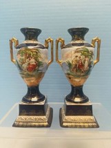 Vintage Empire Ware Set Of 2 Vases Stoke-on-Trent England Porcelain Coba... - $94.04