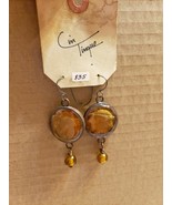 Hand Crafted Simulated Topaz Dangling Earrings - £11.87 GBP