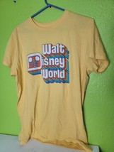 Disney Parks Walt Disney World Retro Rainbow Logo Mickey Yellow Shirt Me... - £20.99 GBP