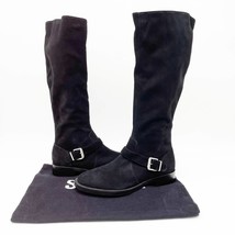 NEW Schutz Luidi Womens 7 Buckled Suede Leather Knee Boot Black Side Zip  - £135.19 GBP