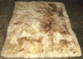 Babyalpaca fur rug, natural colores white, brown, 200 x 180 cm/ 6&#39;56 x 5... - $1,019.00