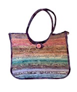 Multicolor Woven Fabric Square Dual Handle Tote/Shoulder Bag NWOT - $41.16 CAD