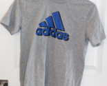 Adidas Gray T Shirt With Blue Logo Size Youth M 10/12 - $19.79