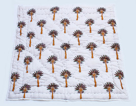 New Juniour Baby Bed Quilt Hand Block Palm Tree Printed Cotton Filled Coverlet - £19.52 GBP