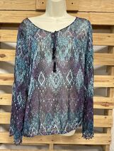 INC International Concepts Sheer Boat Neck Blouse Woman's Size 12 KG JD - $9.89