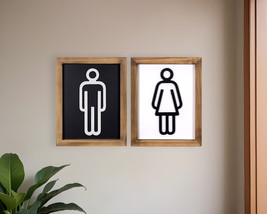 Set of Two Brown His and Hers Bathroom Wood Framed Wall Art - $2,758.19 MXN