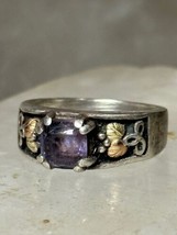 Black Hills Gold ring amethyst band leaves floral size 7.50 sterling silver wome - £109.07 GBP