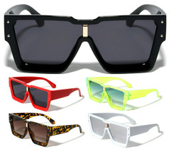 Oversized Thick Bold Square Trendy Sunglasses Retro Designer Fashion Outdoor Vtg - £6.90 GBP+