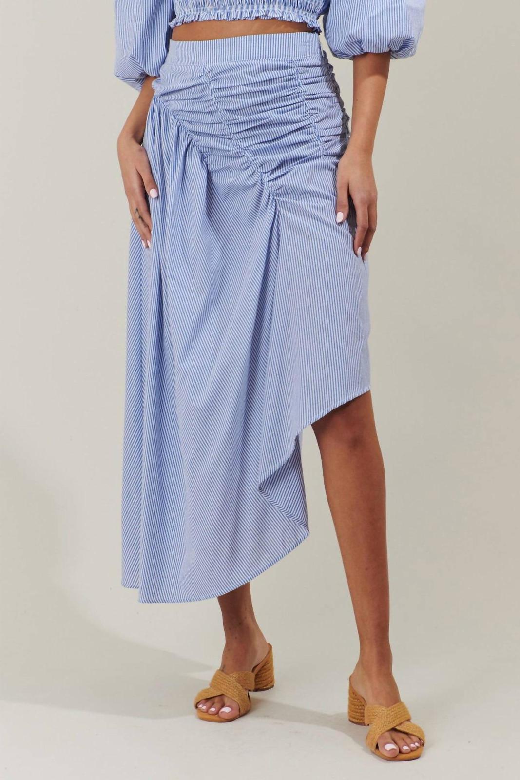 Sugarlips Sammy Striped Belen Ruched Midi Skirt Size XL - $43.56