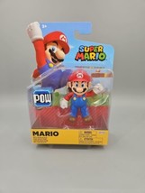 Super Mario Bros. Mario With Pow Block Action Figure 4&quot; Jakks Pacific Toy New - £15.61 GBP