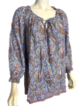 NWT Talbots Woman Light Blue, Pink, White Paisley 3/4 Sleeve Peasant Top 3X - £35.51 GBP