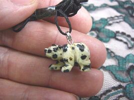 (an-bear-9) BEAR bears Black White spotted carving PENDANT necklace FIGU... - $8.00