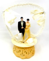 Wedding Cake Topper Bride Groom Lace Arch Plastic Base Vintage 1962 US S... - $48.50