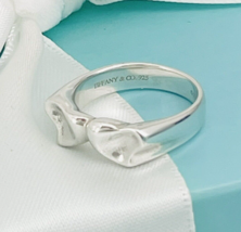 Size 5 Tiffany &amp; Co Double Heart Ring by Elsa Peretti in Sterling Silver - £169.86 GBP