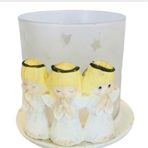 VTG Hallmark Candle Holder LG Ceramic Glass Winged Angels Stars Gourmet Gifts - $28.22