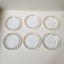 6 Corelle Woodland Brown Pattern Saucers White and Brown STAINED CHIPPED - £6.39 GBP