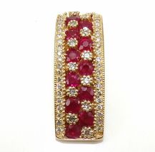 14K Yellow Gold Over Round Red Ruby &amp; Diamond Bar Slide Pretty Pendant 2.62Ct - £89.83 GBP