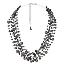 Classy Cascades of Freshwater Natural Black Pearls Necklace - £29.67 GBP
