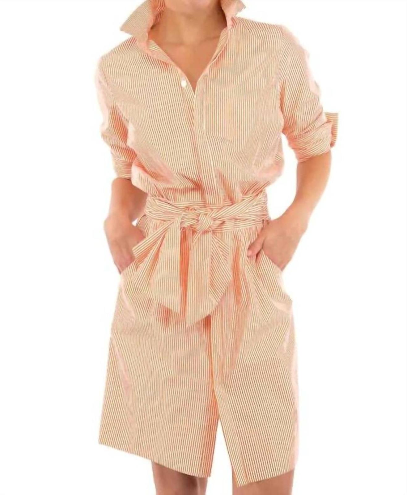Gretchen Scott wash &amp; wear breezy blouson dress striped Coral - $110.00