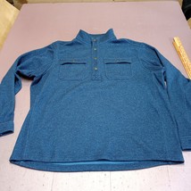 Duluth Trading Sweater Men XL Blue Silver Lining Fleece Pullover Free Mo... - £18.08 GBP