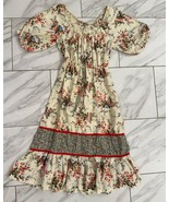Vintage 1970s Prairie Peasant Country Floral Midi Dress Cottagecore - $88.90 CAD