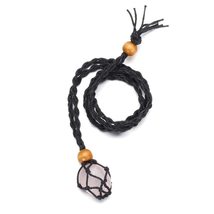 For Collection Hemp String Black Color Stone Holder with Crystal Stone Necklace  - £10.01 GBP+