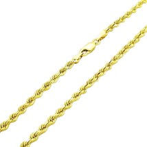 Men&#39;s Men Chain 3 mm 14k Yellow Gold 3mm Solid Rope Chain Diamond Cut Li... - £527.22 GBP+