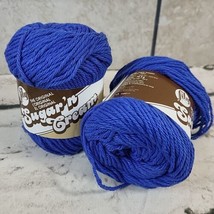 Lily Sugar&#39;n Cream Yarn Solids-Dazzle Blue 102001-1131 Lot of 2 Skeins - £9.27 GBP