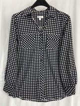 D &amp; Co. Women&#39;s Size S Check Top Shirt Front Button Long Sleeve Blouse S... - £9.07 GBP