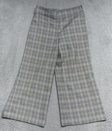 Nine West Dress Pants Crop Sz 8 Gray Plaid Career High Rise Side Zipper ... - $16.06