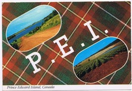 Prince Edward Island PEI Postcard Tartan With Views - $2.96