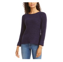 Style &amp; Co Womens Petite PM Purple Black Textured Pullover Sweater NWT AC84 - $19.59