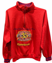 Vintage Reebok Spellout Sweatshirt Men’s Large 1/4 Zip Pullover Red - £25.76 GBP