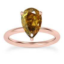 Pear Shape Diamond Engagement Ring Brown Color Treated 14K Rose Gold 1.08 Carat - £1,228.94 GBP
