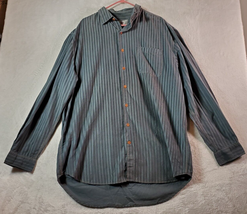Territory Ahead Shirt Mens Tall XL Gray Striped 100% Cotton Collared Button Down - £21.11 GBP