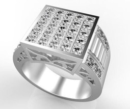 14Kt, 18Kt Solid White Gold Cubic Zirconia Men&#39;S Ring Size 8 9 10 11 12 13 14 - £1,430.04 GBP+