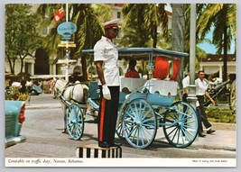 Police Constable On Traffic Duty NassauvColorful Historic Vintage Postcard - £10.85 GBP