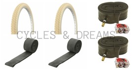 TWO BRICK TIRE 24 X 2.125 ALL CREAM, 2 Tubes &amp; 2 Rims Strips, for 24&quot; Lo... - $69.29